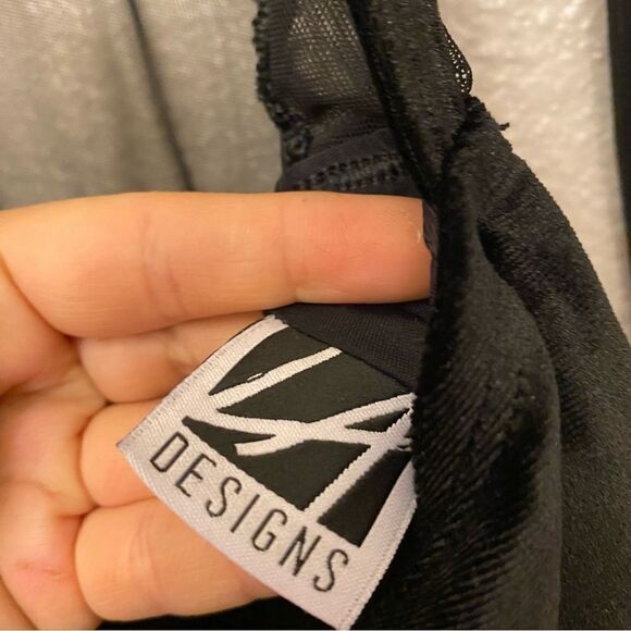 LA dance designs Solo dance custom black velvet mesh costume embellished SA - Picture 10 of 10